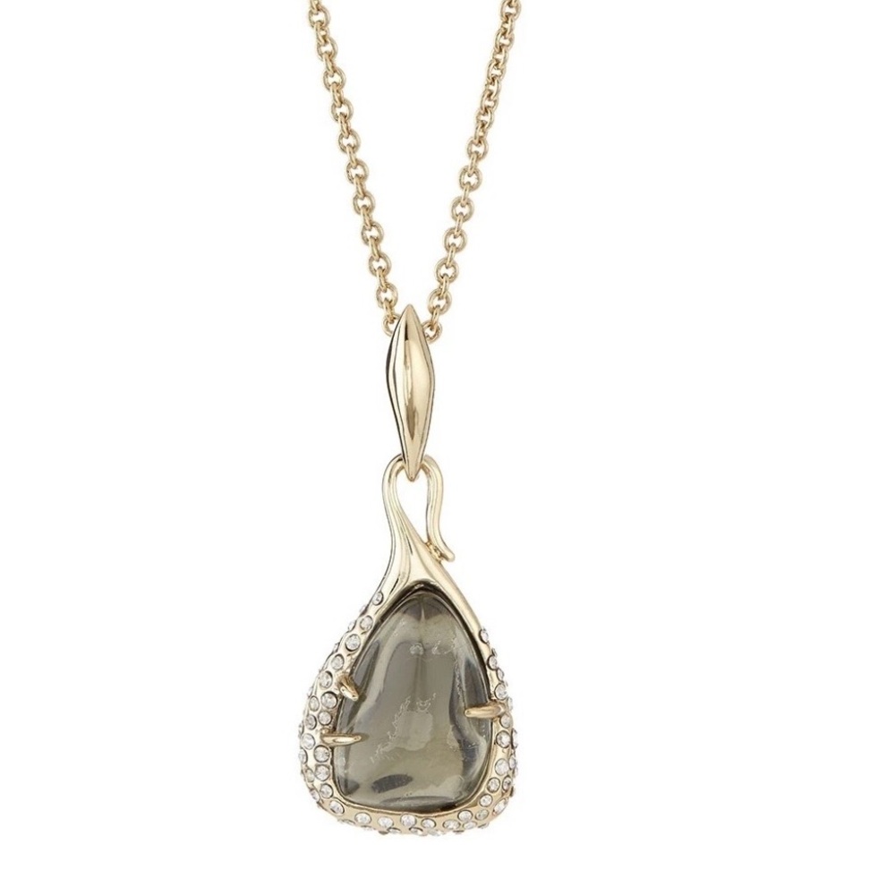 Alexis Bittar Gold Teardrop Pyrite Doublet Pendant Long Necklace